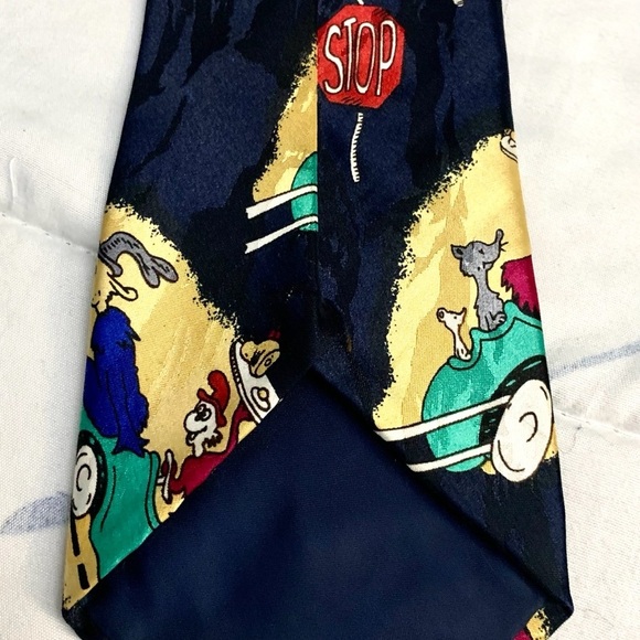 Dr Seuss Green Eggs Ham Tie Silk City One Necktie Hand Made Author Book Cartoon - Picture 2 of 3